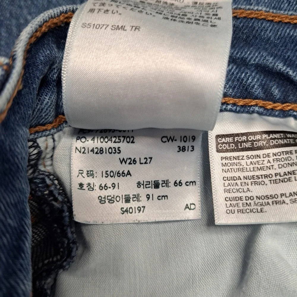 Levis Premium Ribcage Straight Womens 26 Blue High Rise Button‎ Fly Denim Jeans